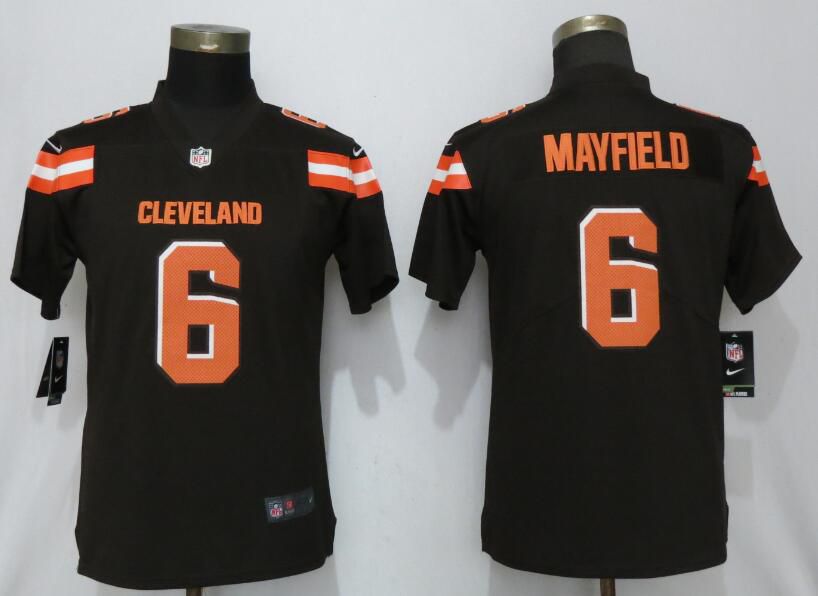 Women Cleveland Browns 6 Mayfield Brown Nike Vapor Untouchable Player NFL Jerseys